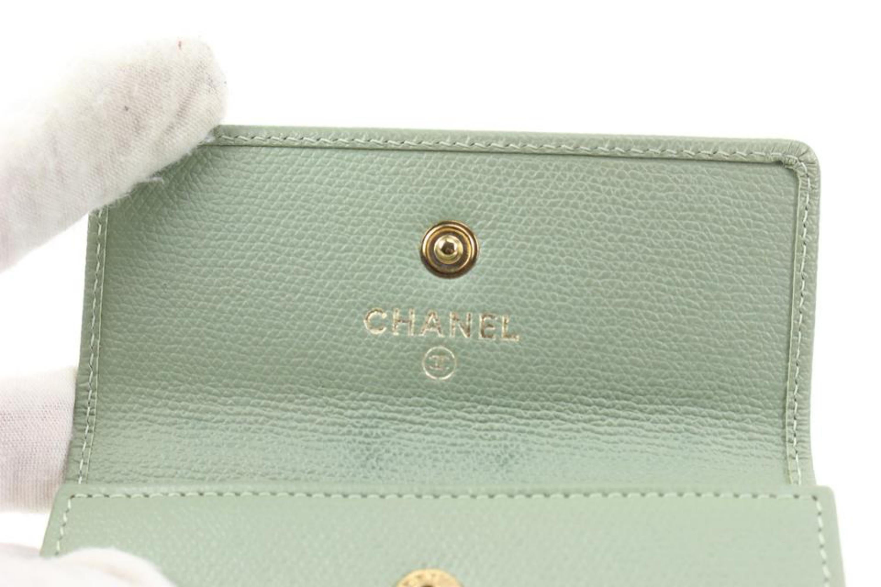 Chanel Sage Green Calfskin Button Line Card Holder Wallet Case 93ck228s 3