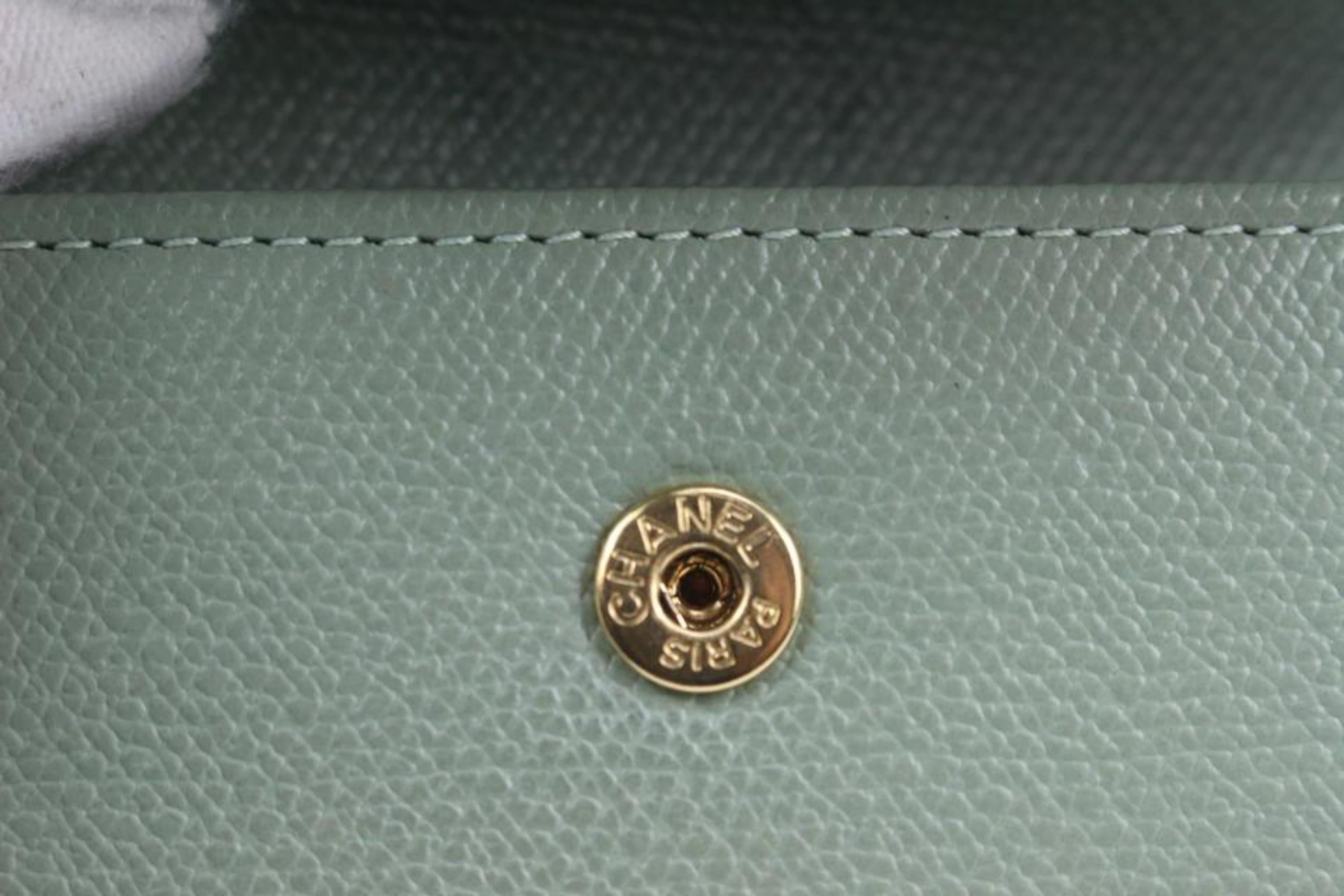 Chanel Sage Green Calfskin Button Line Card Holder Wallet Case 93ck228s 4