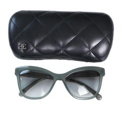 Chanel Sage Green Quilted Cat Eye Gradient Sunglasses 5330