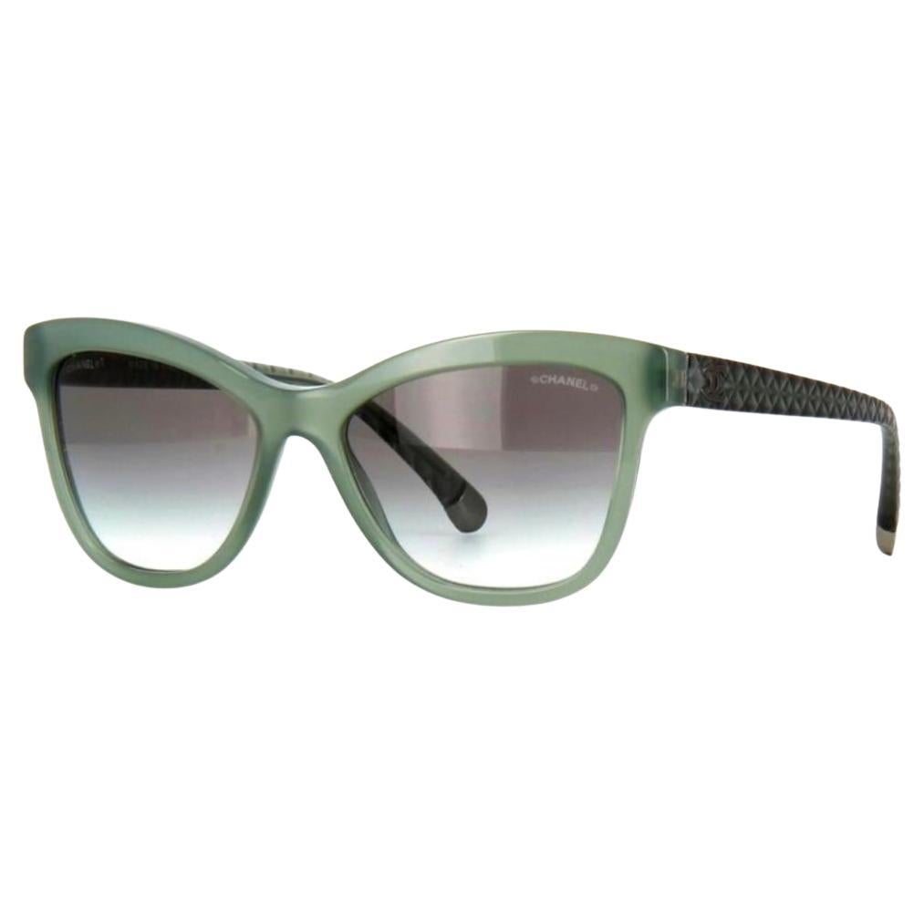 Chanel Sage Green Quilted Cat Eye Gradient Sunglasses 5330