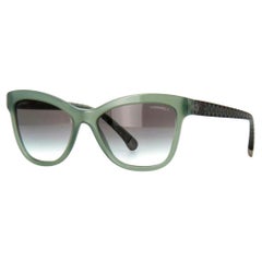 Chanel Sage Green Quilted Cat Eye Gradient Sunglasses 5330