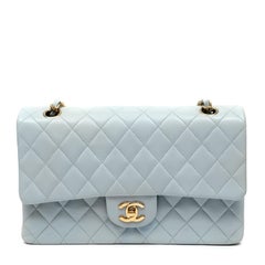 Chanel Sage Green Quilted Leather Classic Flap Bag with Champagne Gold Hardware