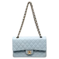 Chanel Sage Green Quilted Leather Classic Flap Bag with Champagne Gold Hardware