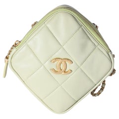 Chanel Sage Quilted Lambskin Diamond CC Crossbody Bag