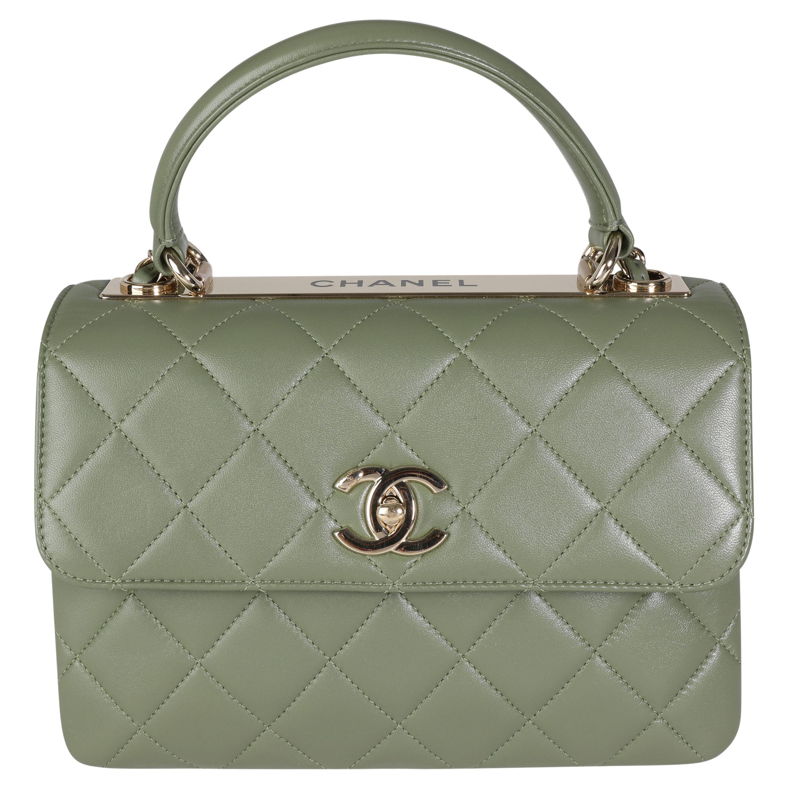 Chanel Sage Quilted Lambskin Trendy Top Handle Bag