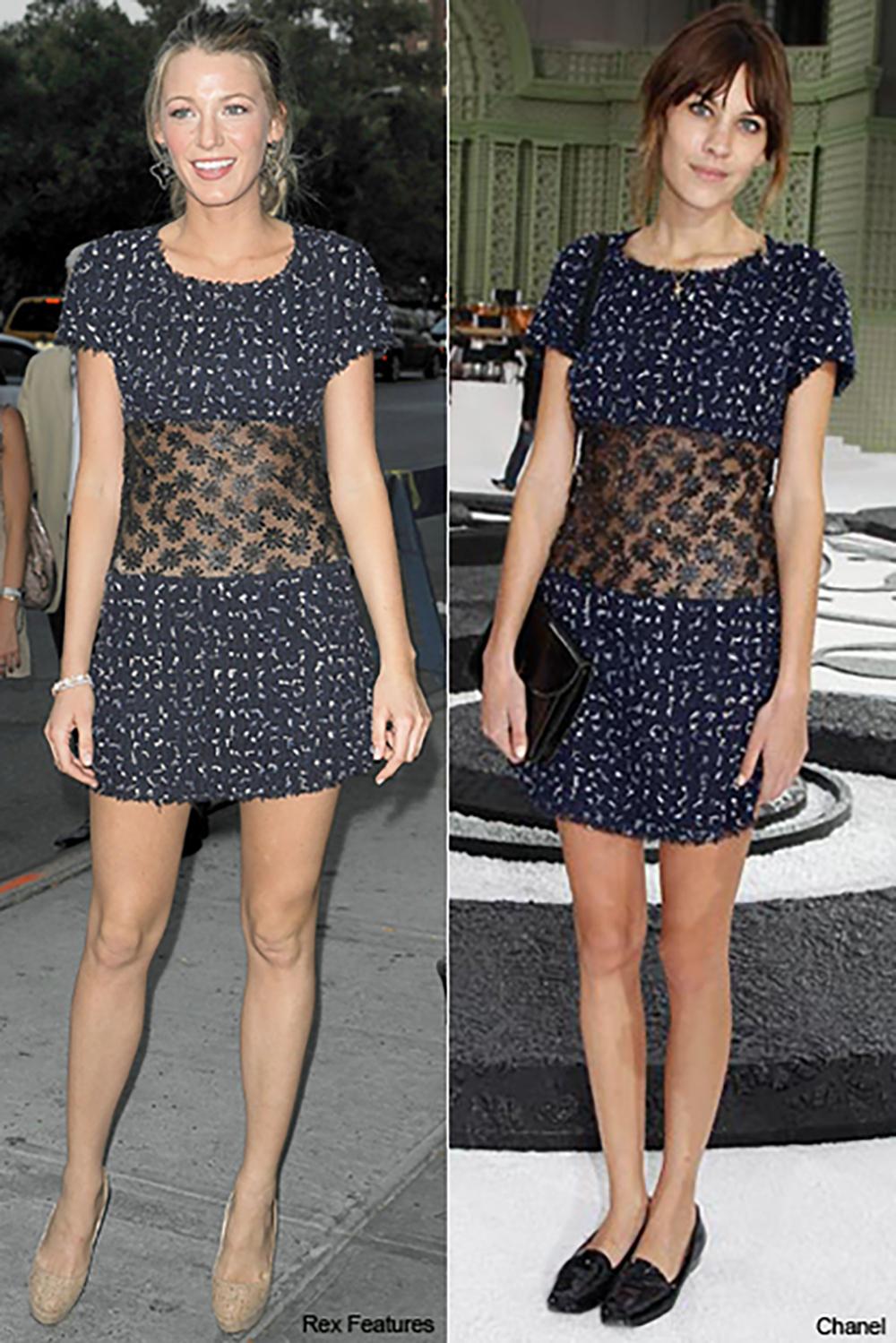 Famous Chanel navy tweed dress from SAINT-TROPEZ Cruise Collection by Karl Lagerfeld.
- as seen on many celebs incl. Black Lively and Alexa Chung
- CC logo charm at pocket
Size mark 34 FR. Condition is pristine.