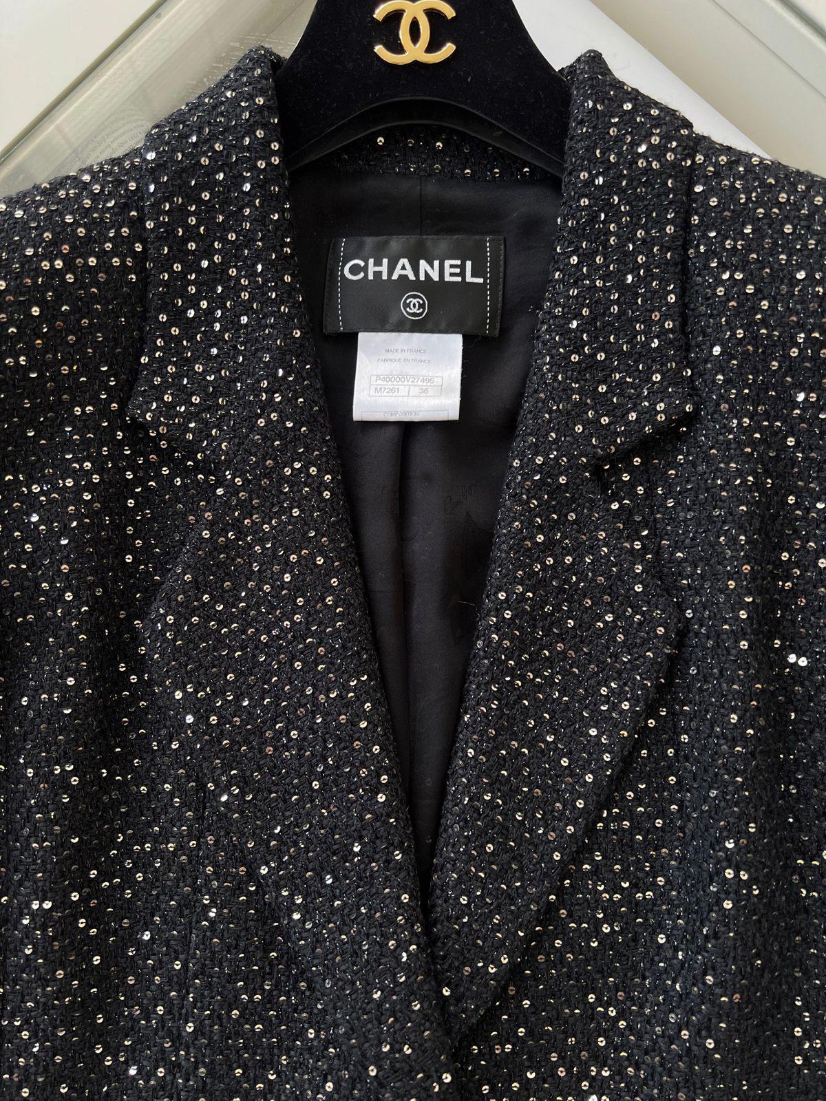 Chanel Saint Tropez Cruise Sequins Black Tweed Jacket 2