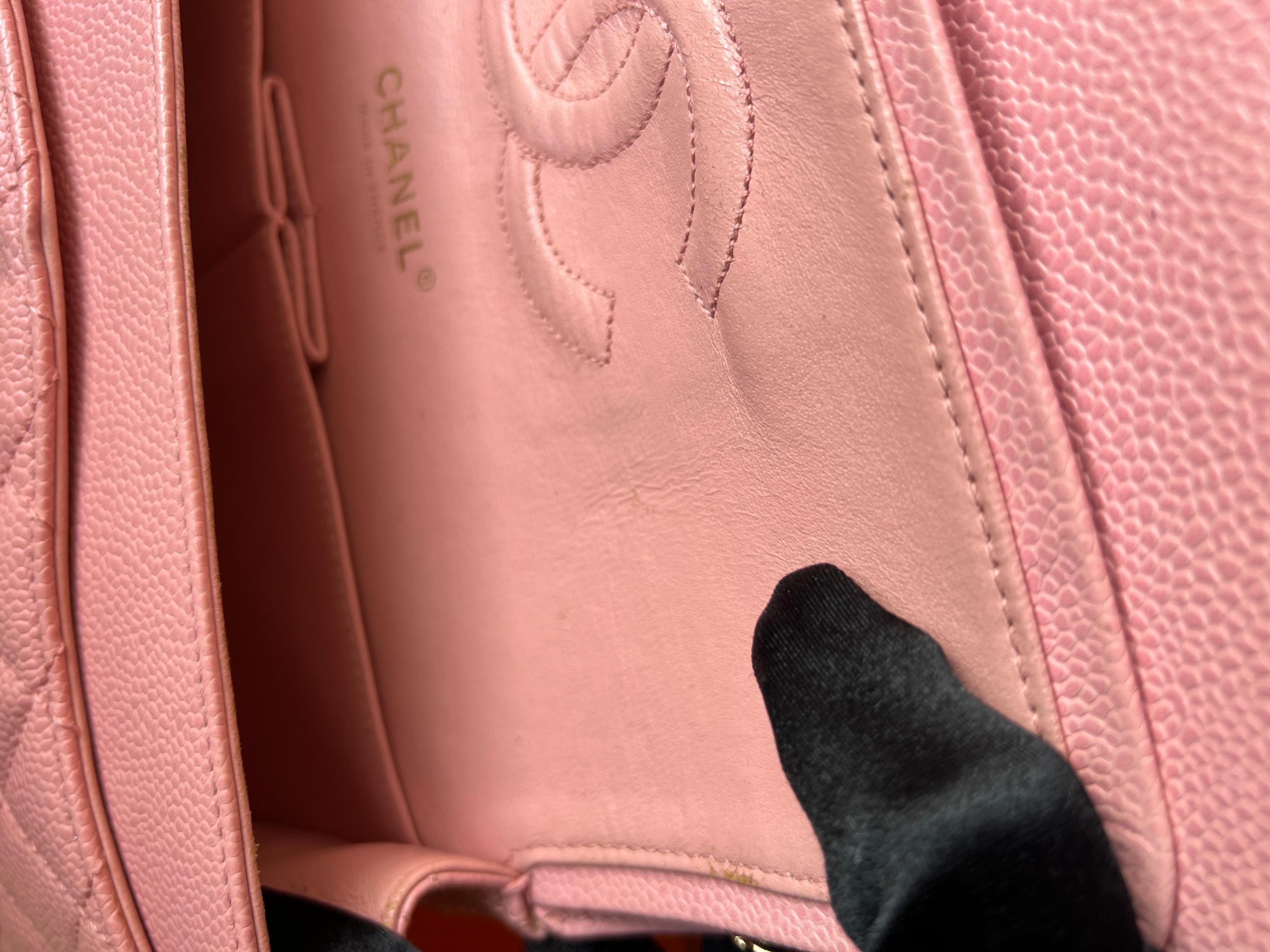 Chanel Sakura caviar medium double flap bag with GHW For Sale 7