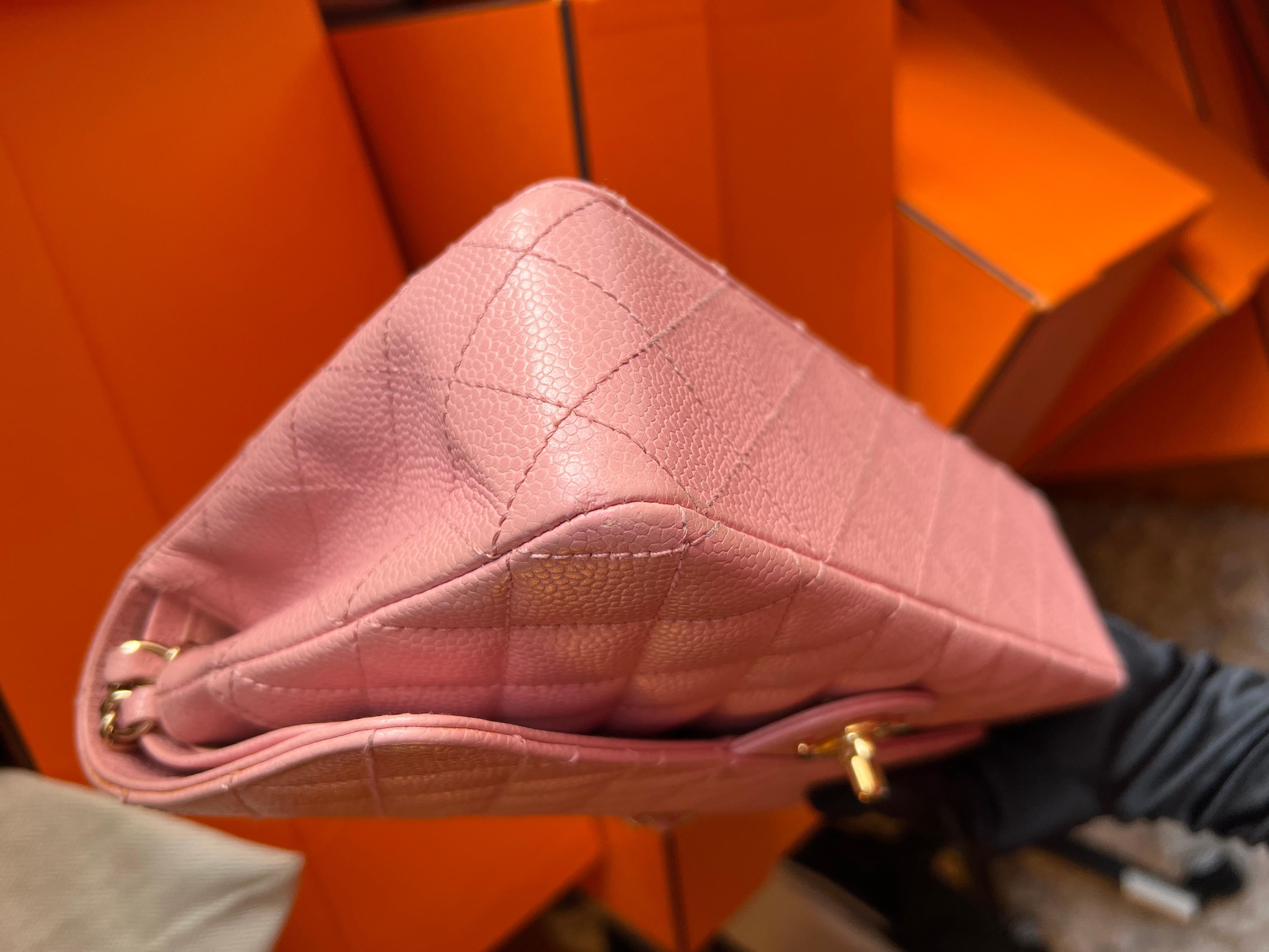 Chanel Sakura caviar medium double flap bag with GHW For Sale 9