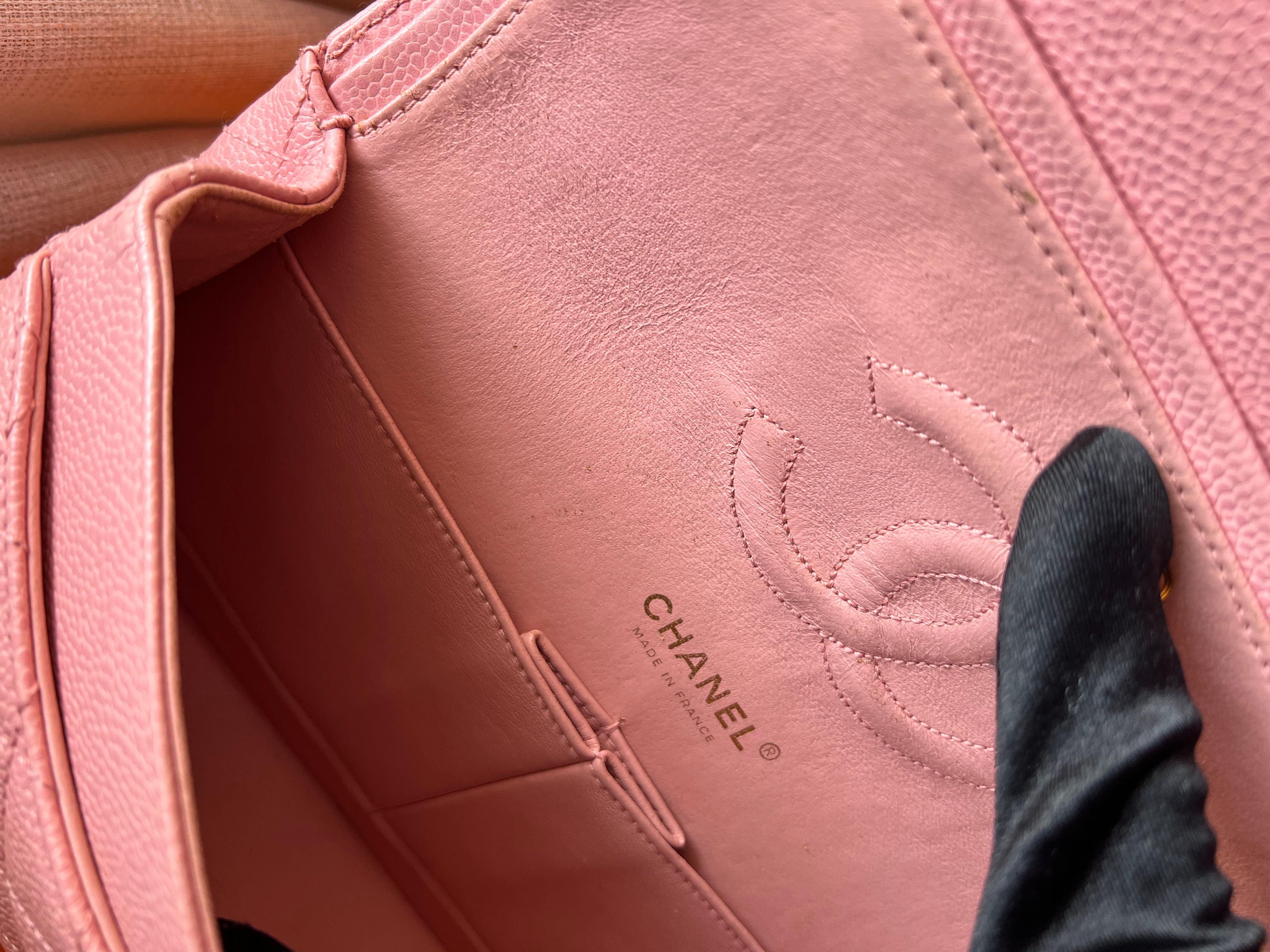 Chanel Sakura caviar medium double flap bag with GHW For Sale 12