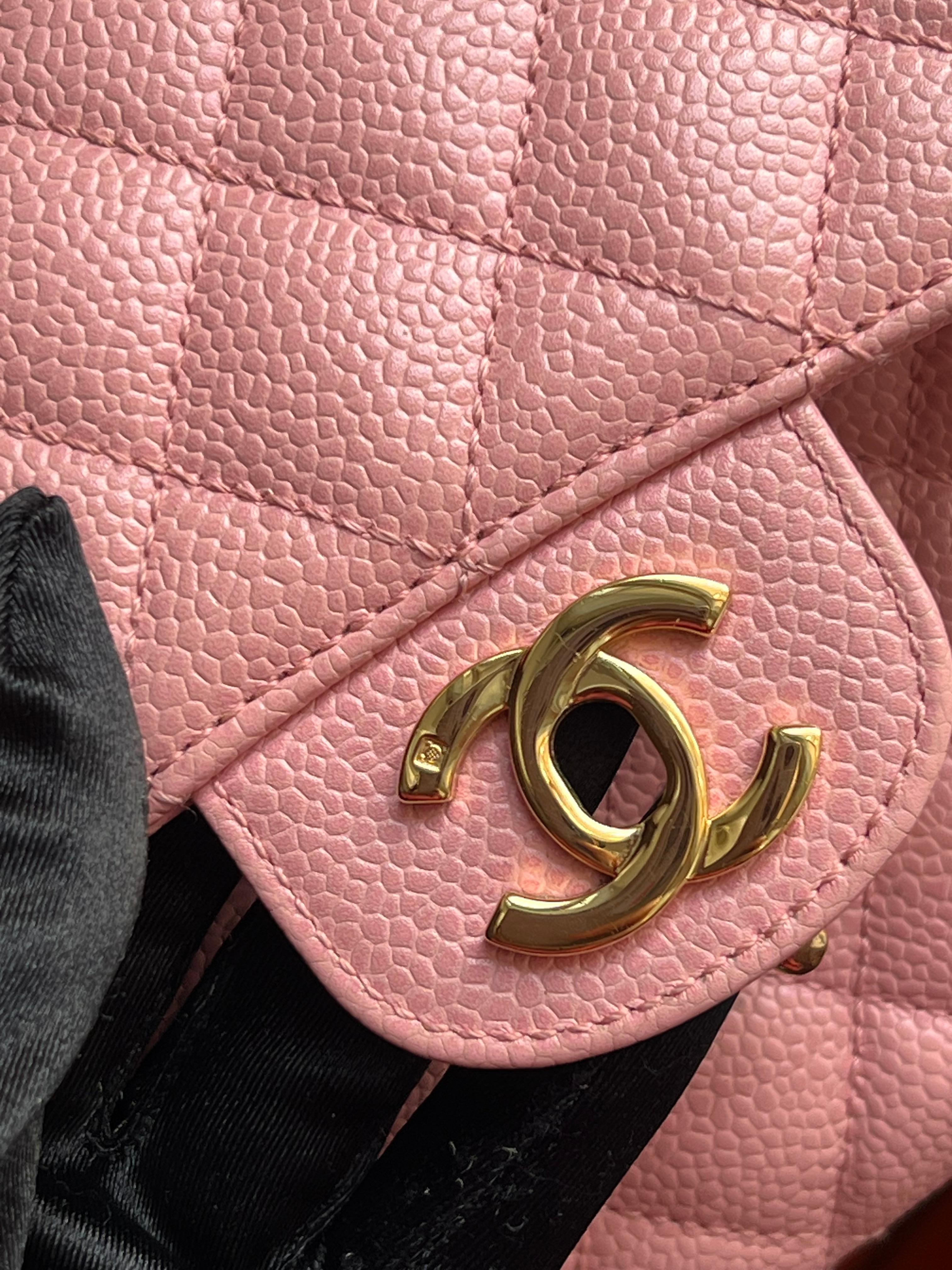 Chanel Sakura caviar medium double flap bag with GHW For Sale 8