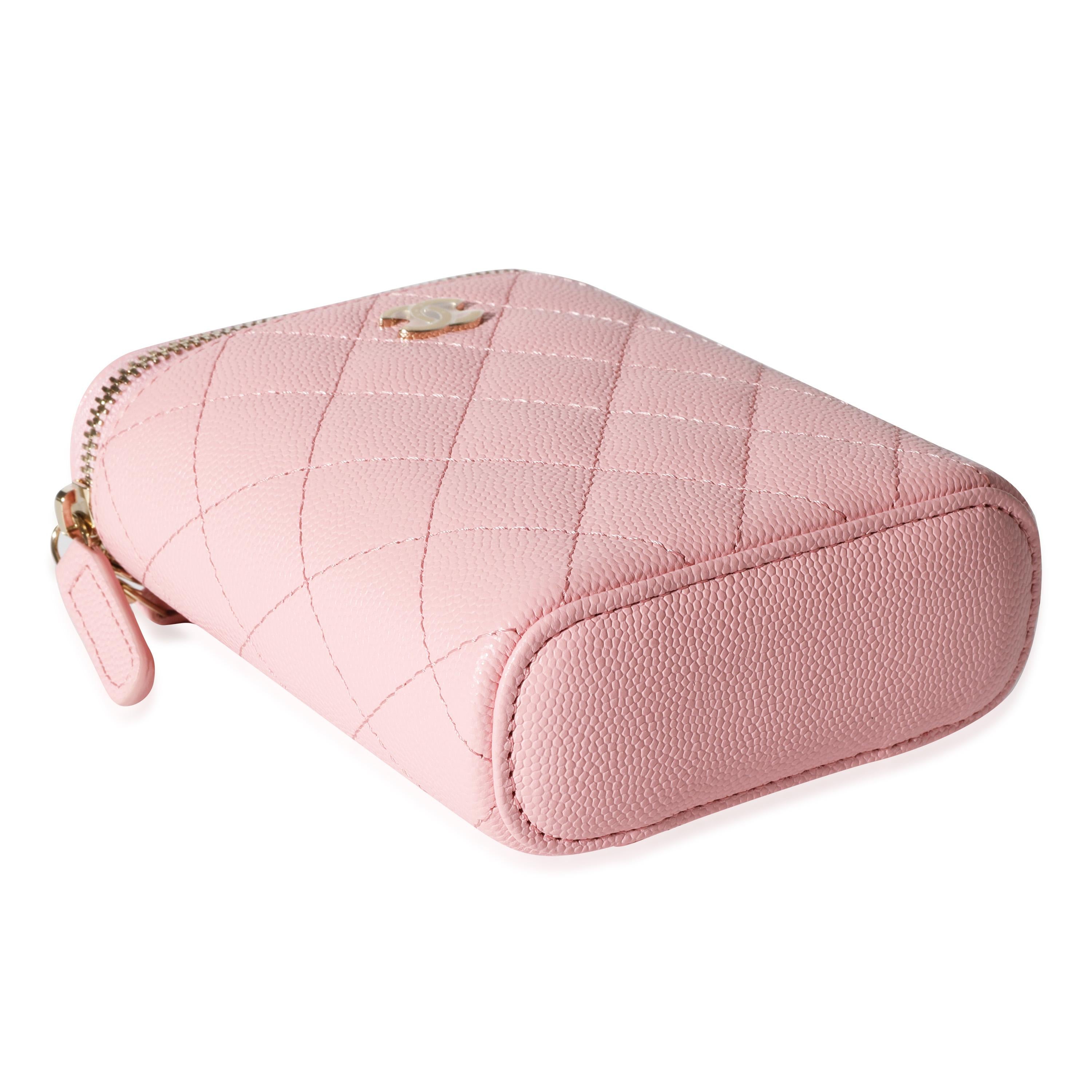 Chanel Sakura Pink Caviar Vertical Vanity Bag With Chain In Excellent Condition In New York, NY