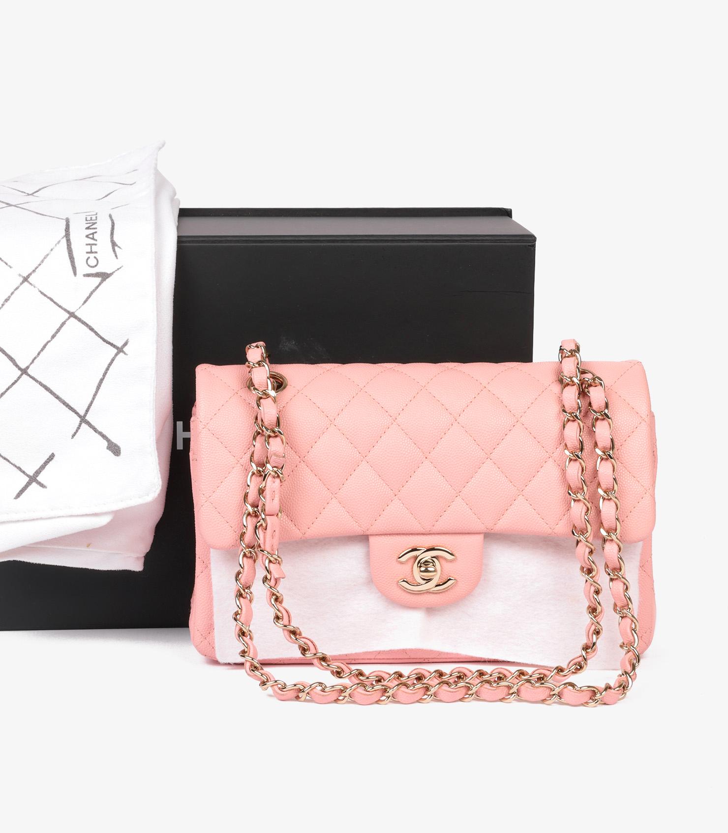 Chanel Sakura Pink Quilted Caviar Leather Small Classic Double Flap Bag 6