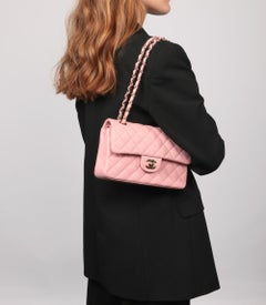 Chanel Sakura Pink Quilted Caviar Leather Small Classic Double Flap Bag