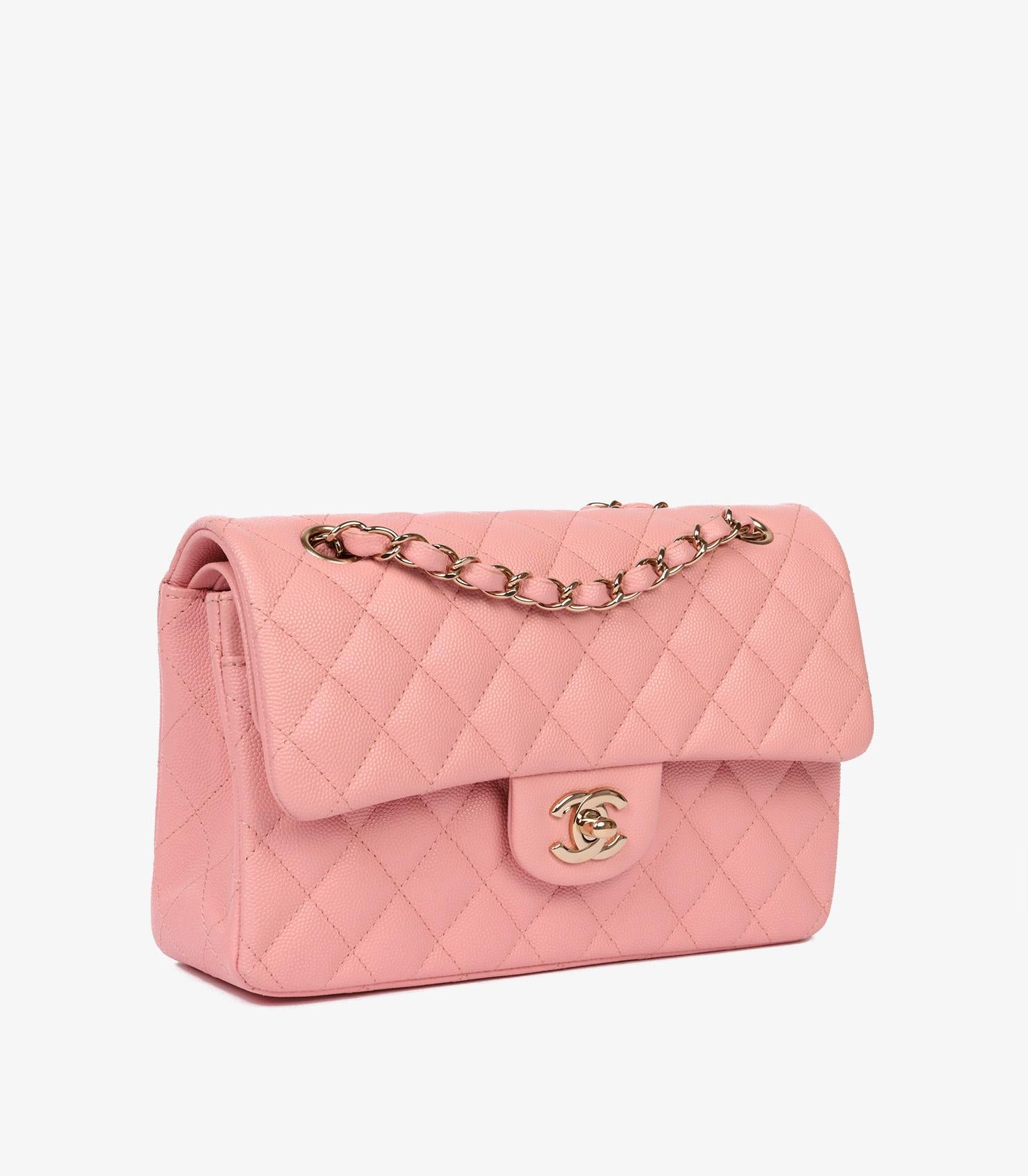 Chanel Sakura Pink Quilted Caviar Leather Small Classic Double Flap Bag In Excellent Condition In Bishop's Stortford, Hertfordshire