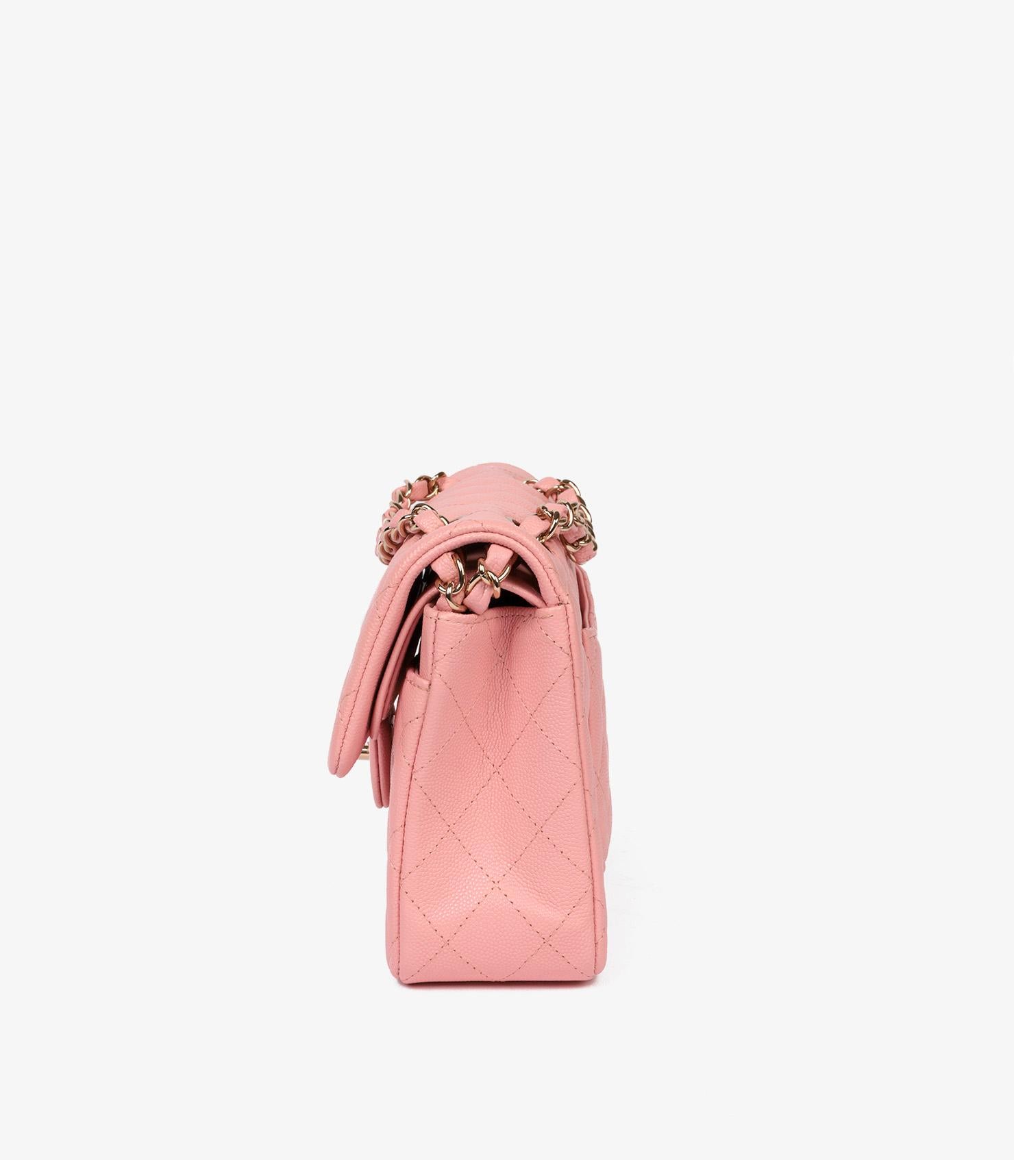 Chanel Sakura Pink Quilted Caviar Leather Small Classic Double Flap Bag 1
