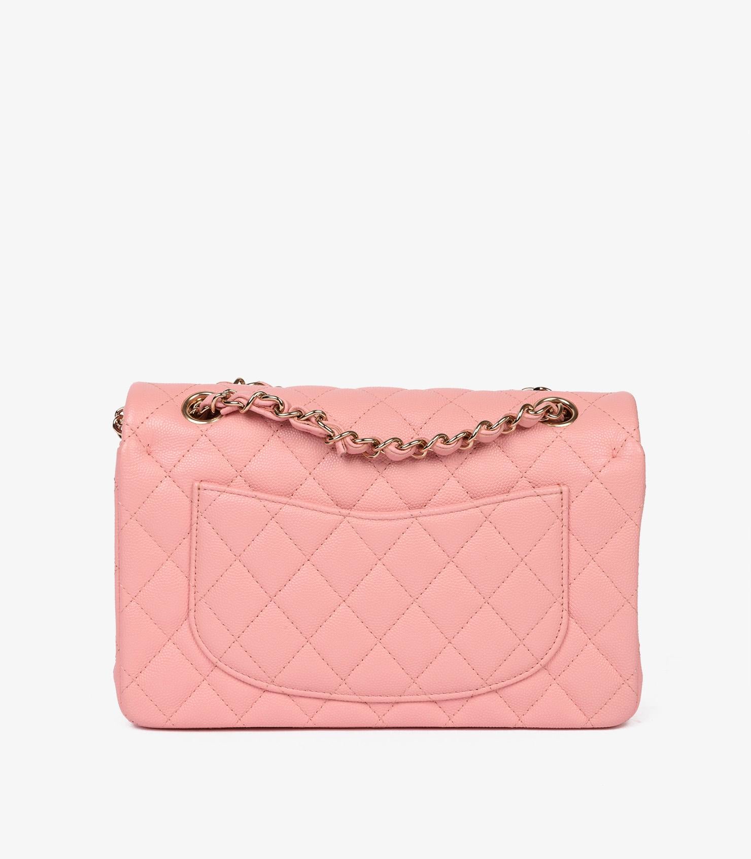 Chanel Sakura Pink Quilted Caviar Leather Small Classic Double Flap Bag 2