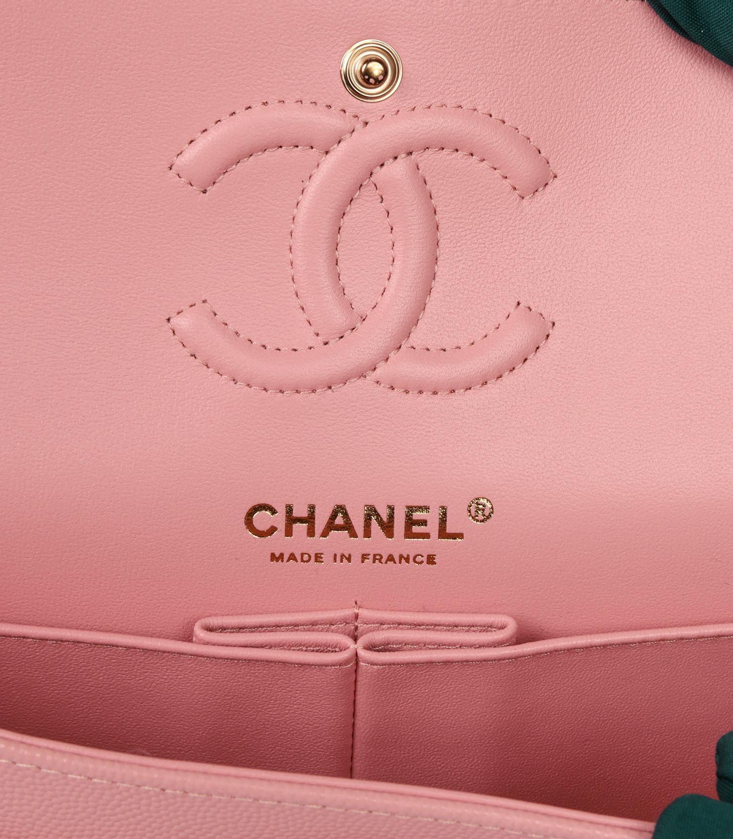 Chanel Sakura Pink Quilted Caviar Leather Small Classic Double Flap Bag 4