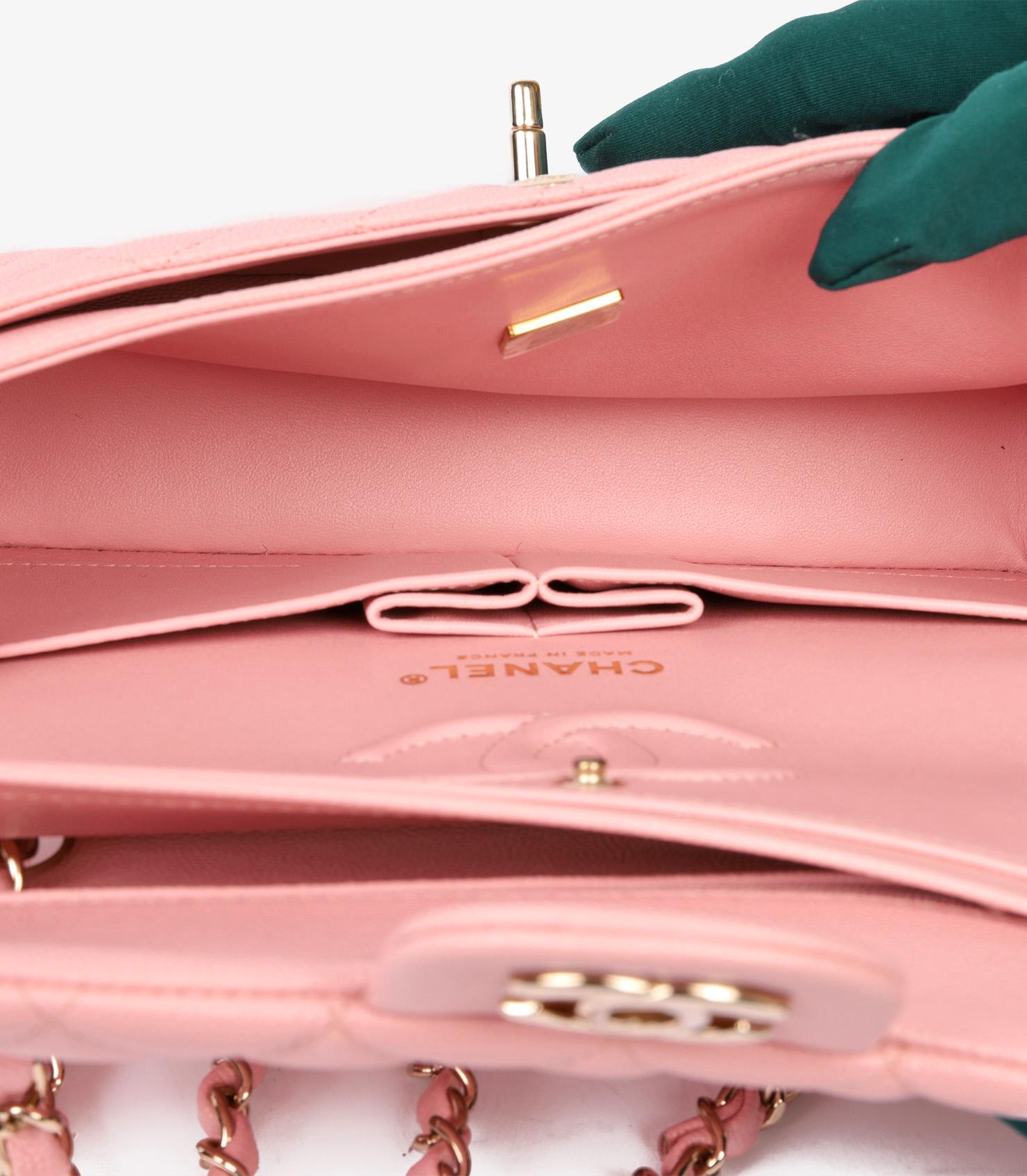 Chanel Sakura Pink Quilted Caviar Leather Small Classic Double Flap Bag 5