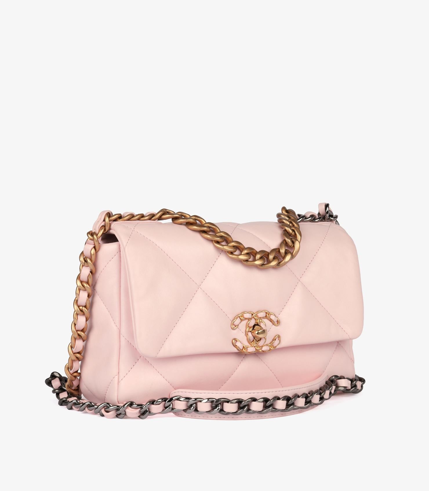 Chanel Sakura Pink Quilted Goatskin Leather Small 19 Flap Bag For Chanel Sakura Pink Quilted Goatskin Leather Small 19 Flap Bag For