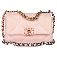 Chanel Sakura Pink Quilted Goatskin Leather Small 19 Flap Bag