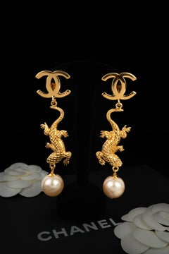 Chanel 'salamander' earrings by Karl Lagerfeld circa 1991