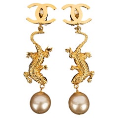 Chanel 'salamander' earrings by Karl Lagerfeld circa 1991