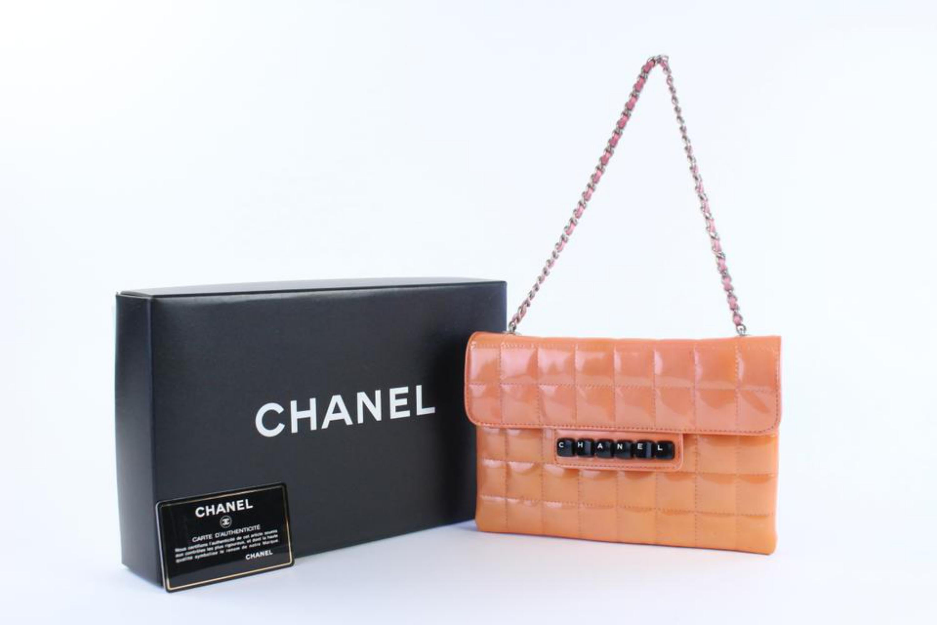 Chanel Yellow Patent Leather Logo Keyboard Bag