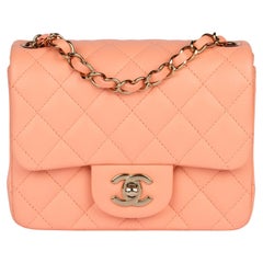 Chanel Salmon Peach Quilted Lambskin Square Mini Flap Bag