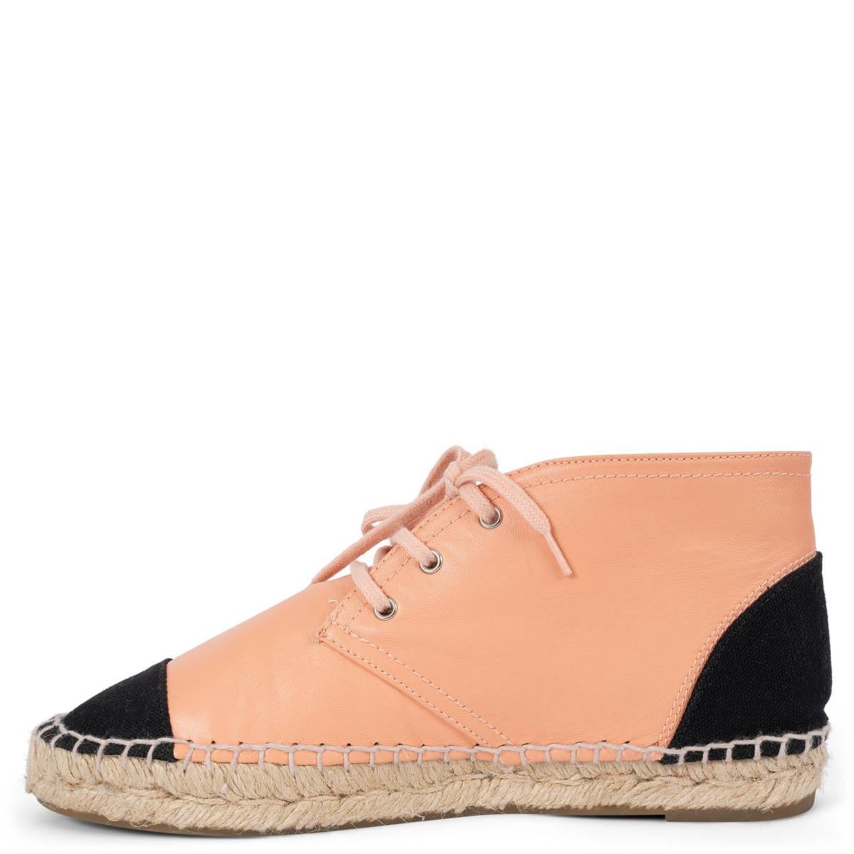 Women's CHANEL salmon pink leather 2015 15C DUBAI ESPADRILLE Flats Shoes 37 fit 36.5 For Sale