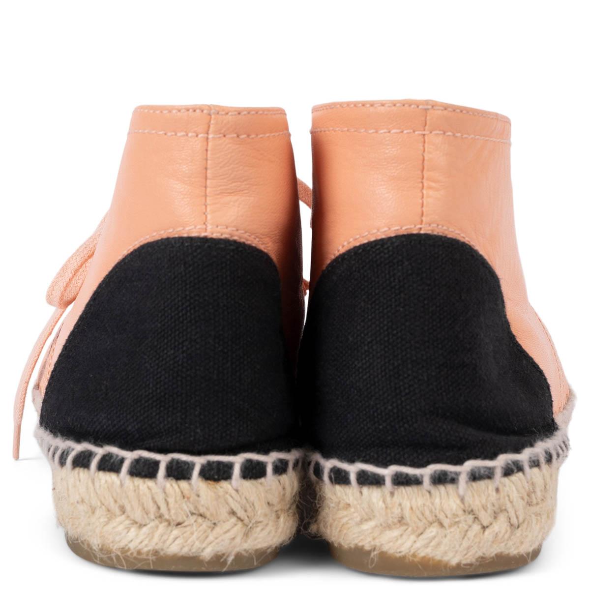 CHANEL salmon pink leather 2015 15C DUBAI ESPADRILLE Flats Shoes 37 fit 36.5 For Sale 1