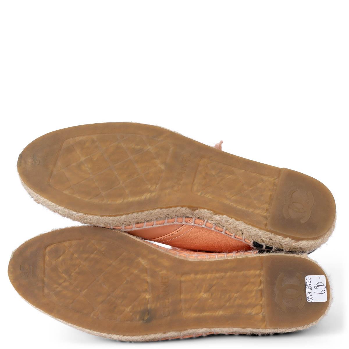 CHANEL salmon pink leather 2015 15C DUBAI ESPADRILLE Flats Shoes 37 fit 36.5 For Sale 3