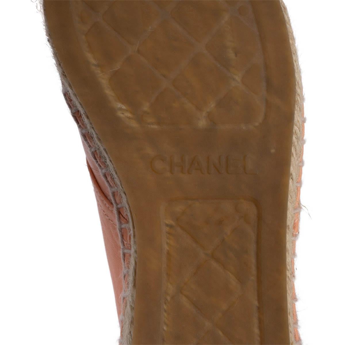 CHANEL salmon pink leather 2015 15C DUBAI ESPADRILLE Flats Shoes 37 fit 36.5 For Sale 4