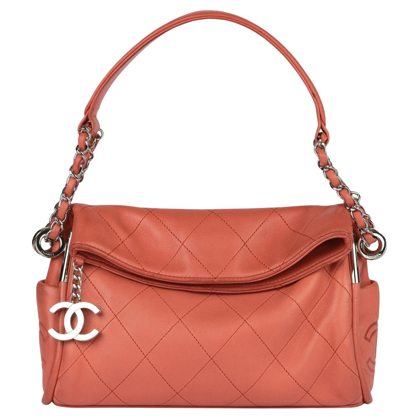 Chanel Salmon Pink Quilted Lambskin Leather Ultimate Soft Hobo Bag For Sale