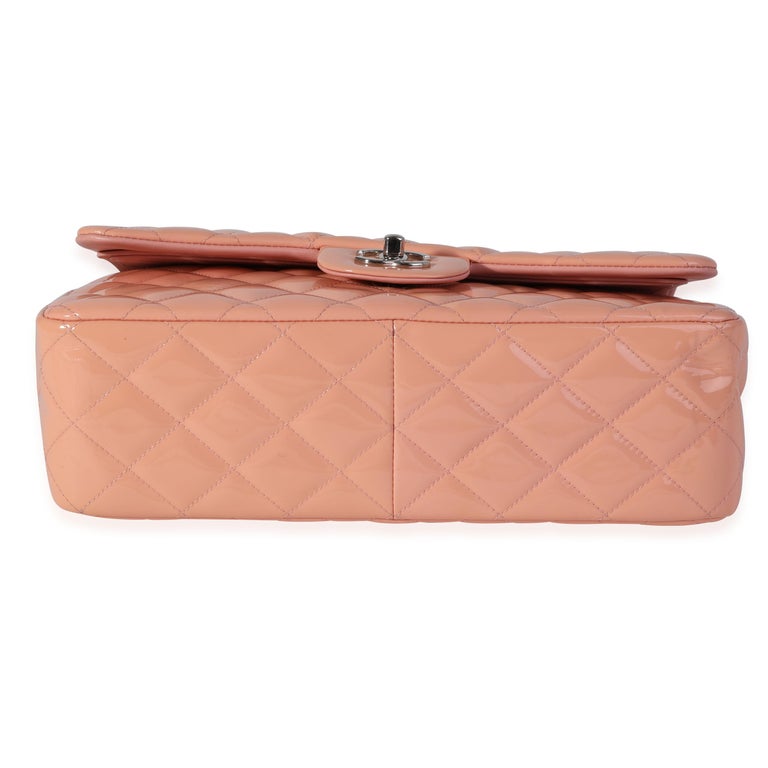Chanel Salmon Pink Quilted Patent Leather Jumbo Classic Double