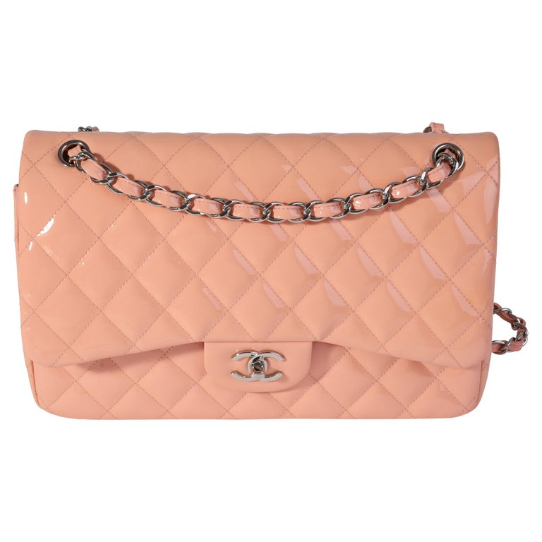 Chanel Pink Quilted Patent Leather Medium Classic Double Flap Shoulder Bag  Chanel