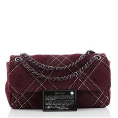 Chanel Saltire Flap Bag Stitched Suede Small