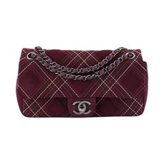 Chanel Saltire Flap Bag Stitched Suede Small