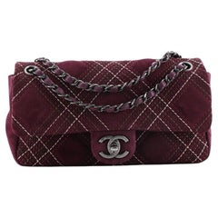 Chanel Saltire Flap Bag Stitched Suede Small