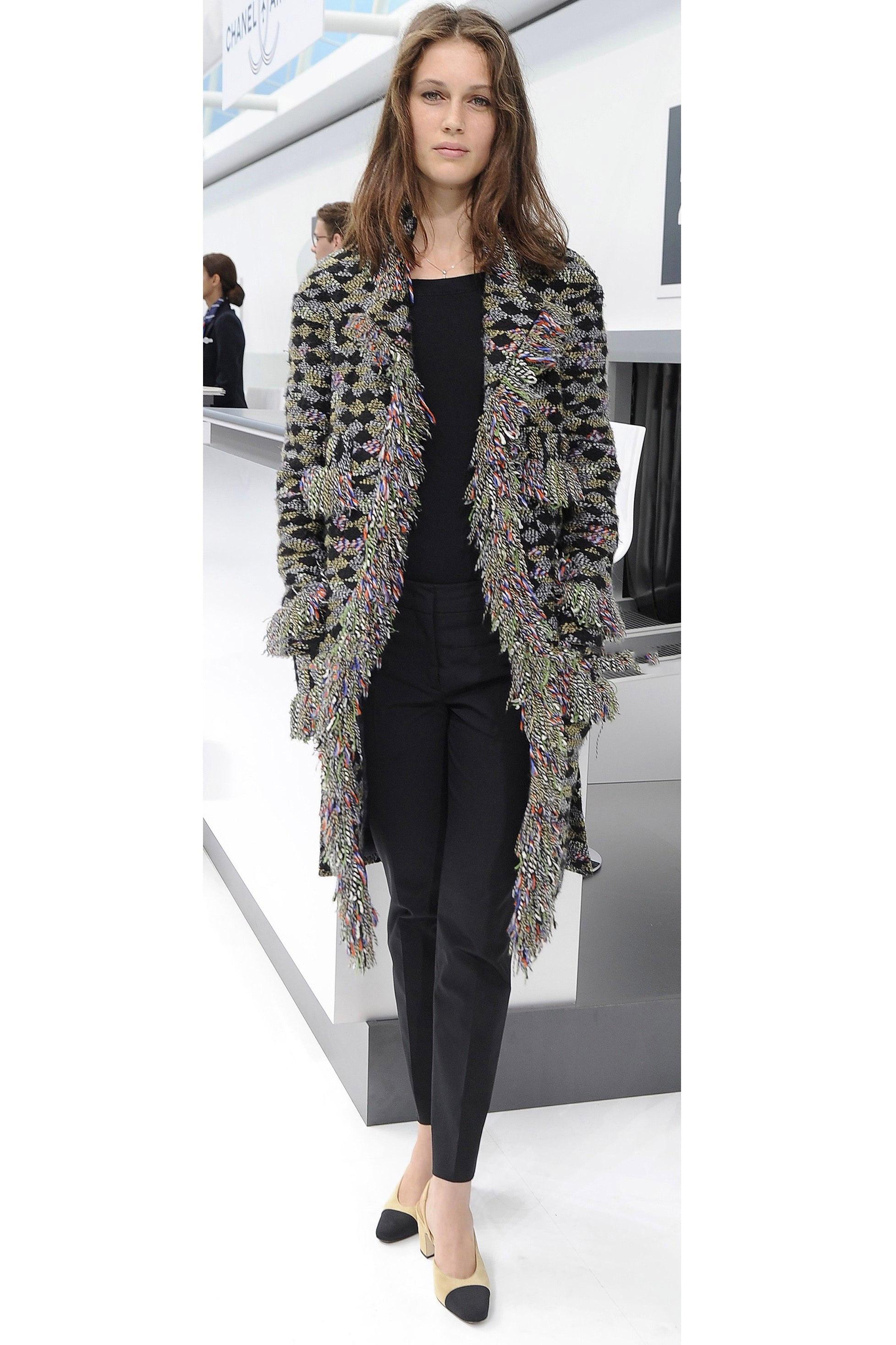 Chanel Salzburg Kollektion Mehrfarbiger Tweed-Mantel Damen im Angebot