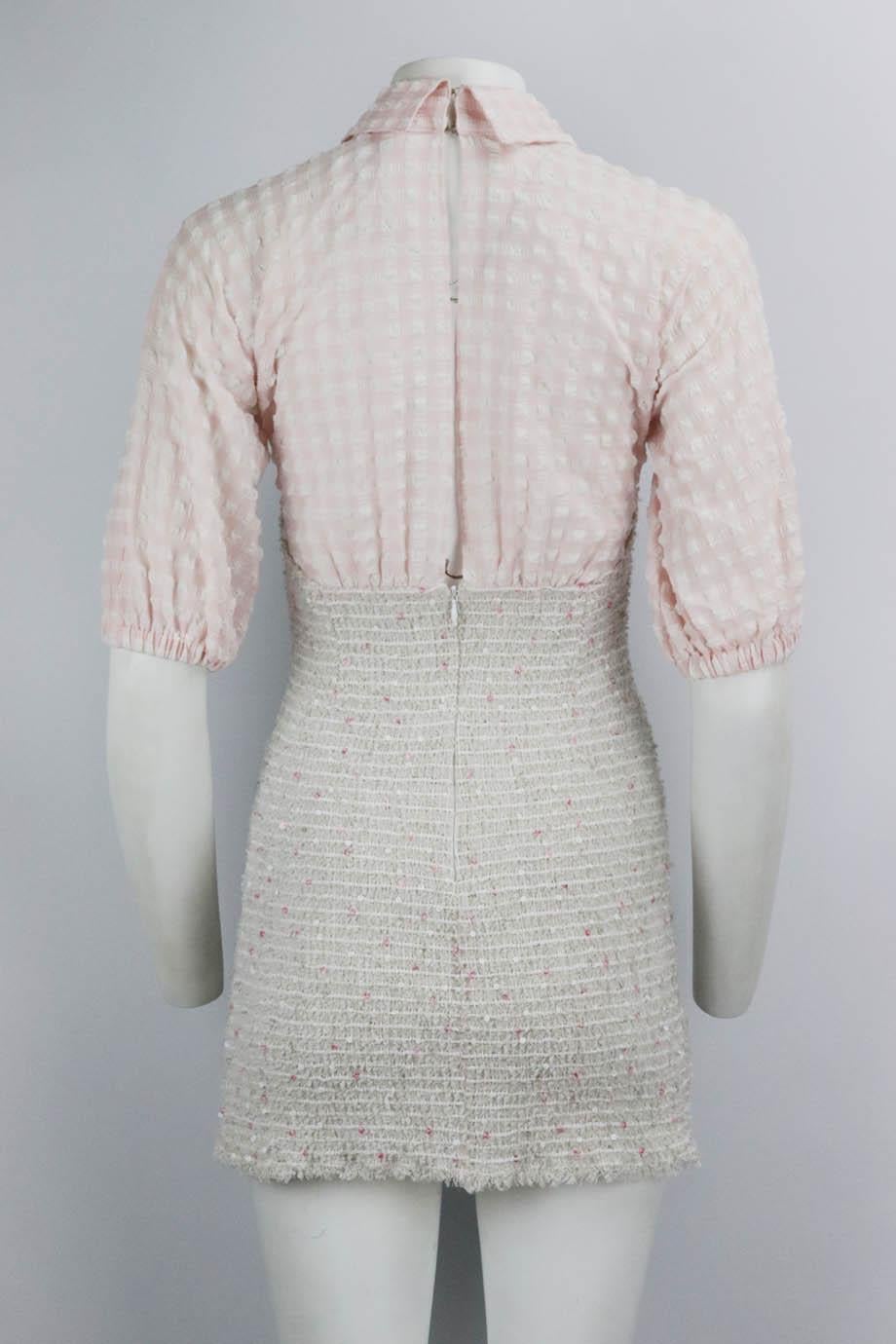 Gray Chanel Sample Cotton Blend Tweed Mini Dress Fr 38 Uk 10