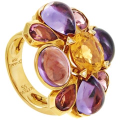 Chanel San Marco 18 Karat Gold Citrine, Tourmaline and Amethyst Cocktail Ring