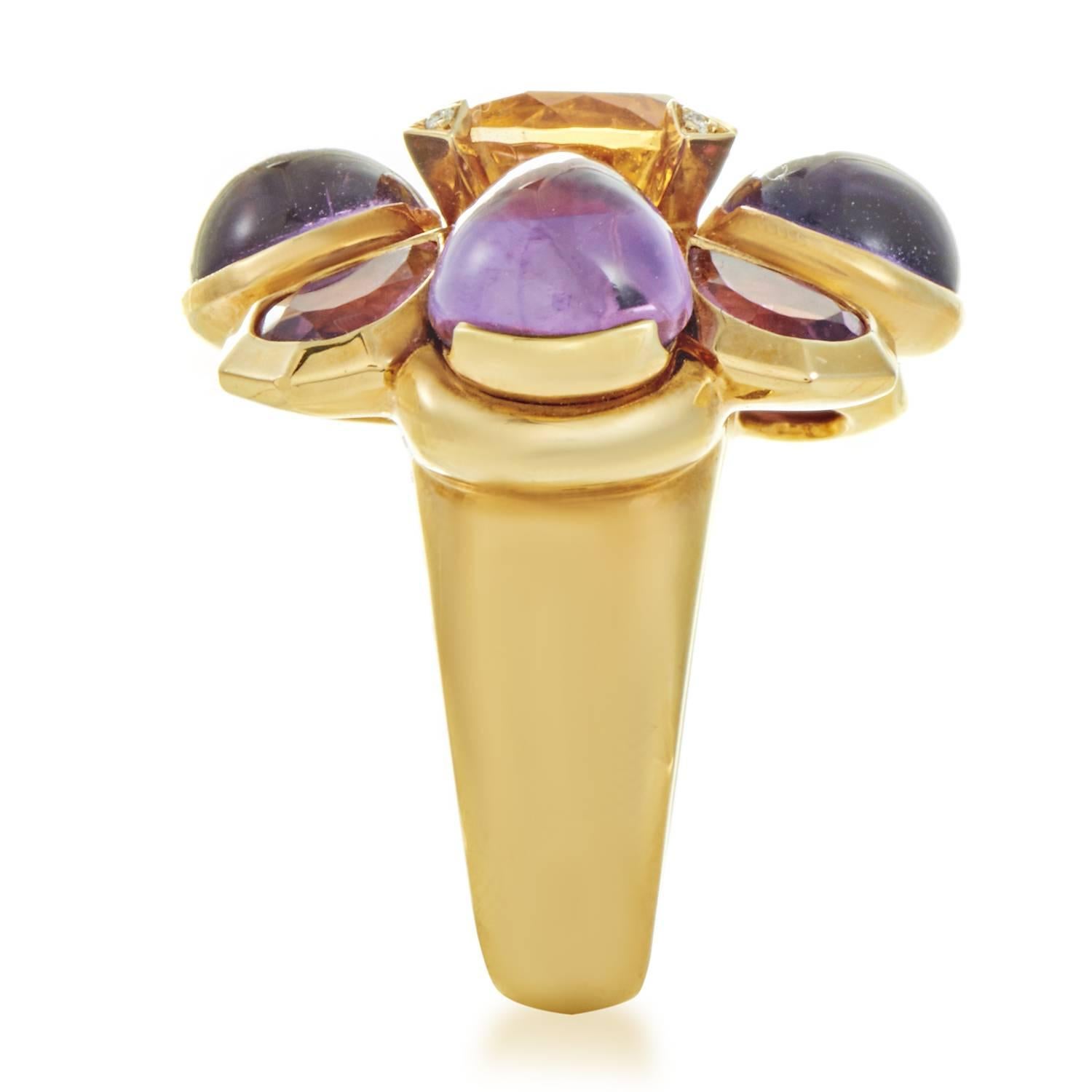 Chanel San Marco Women's 18 Karat Yellow Gold Multi-Gemstone Cocktail Ring In Excellent Condition In Southampton, PA