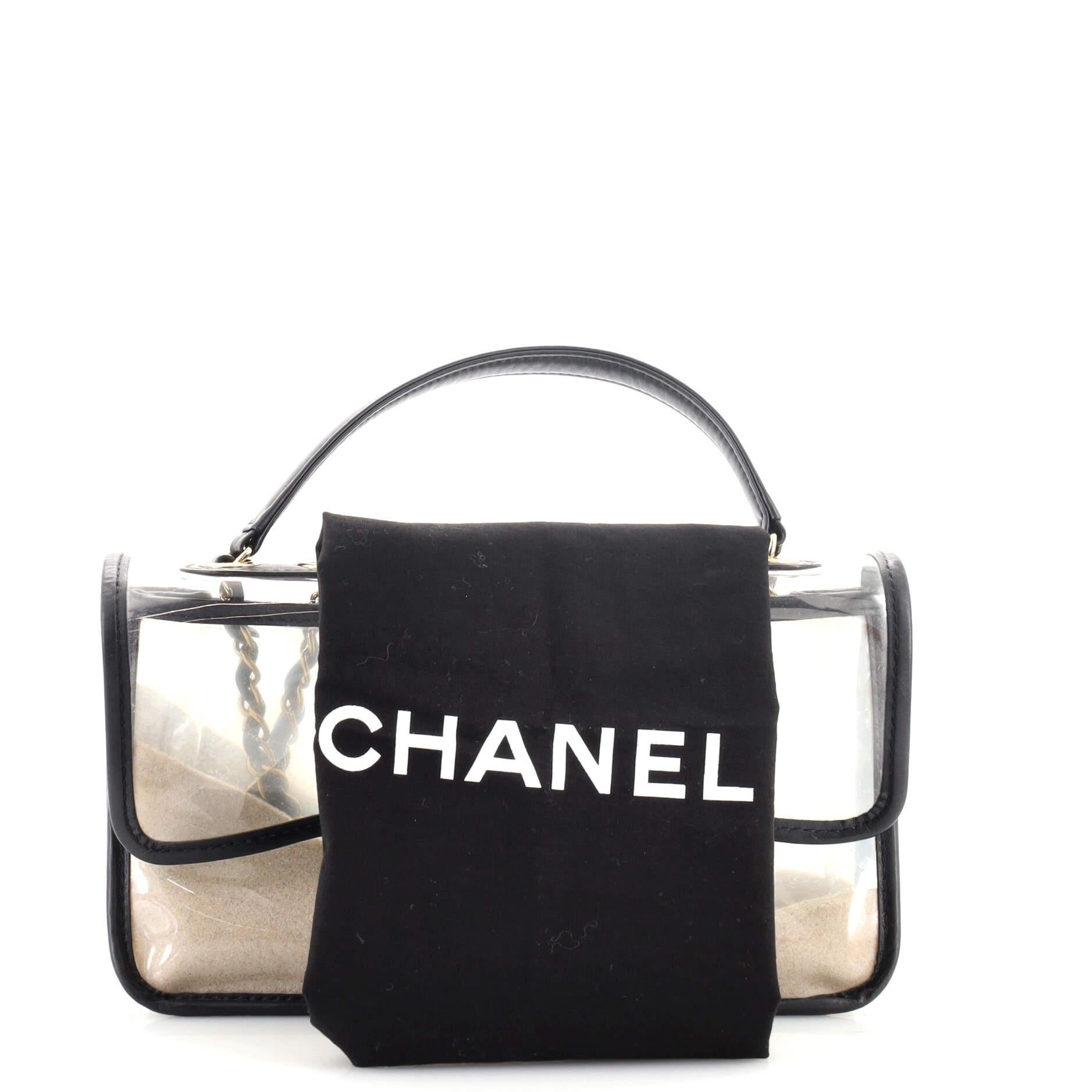 Chanel Black Lambskin PVC Sand by The Sea Medium Flap Bag - Handbag | Pre-owned & Certified | used Second Hand | Unisex