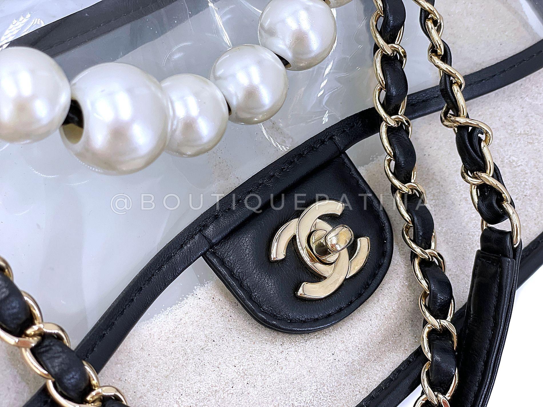 Sac à rabat Chanel Sand by the Sea Pearl and PVC 67873 en vente 4