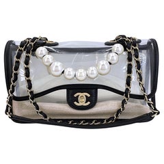 Retro Chanel Sand by the Sea Pearl and PVC Flap Bag 67873