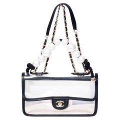 Chanel Transparent pearl sand bag White