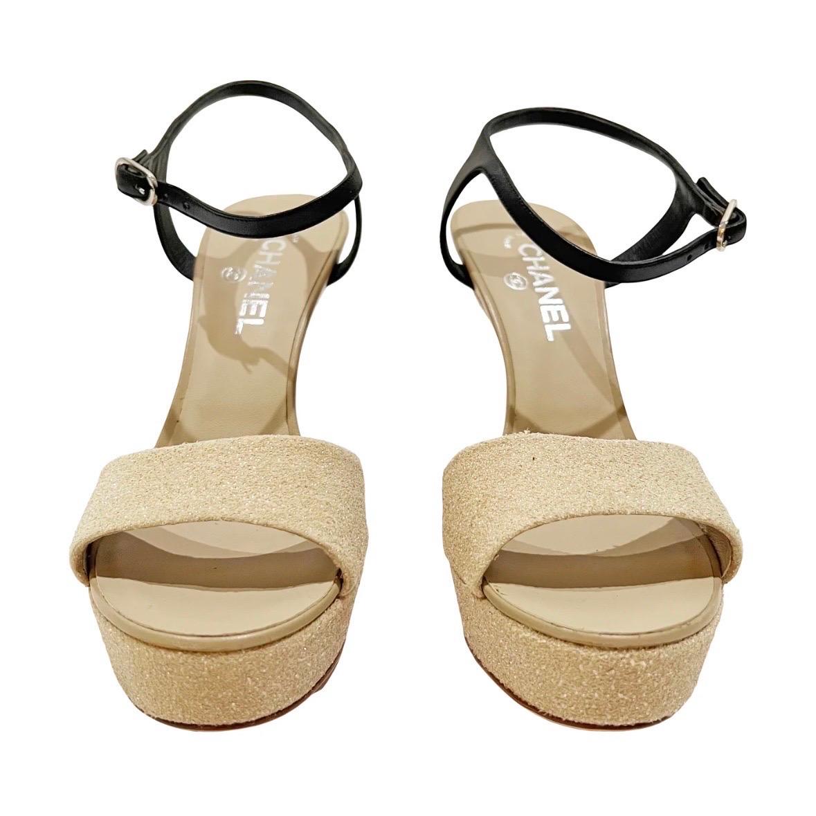 Beige Chanel Sand & Coral Platform Heels (Spring2012) For Sale