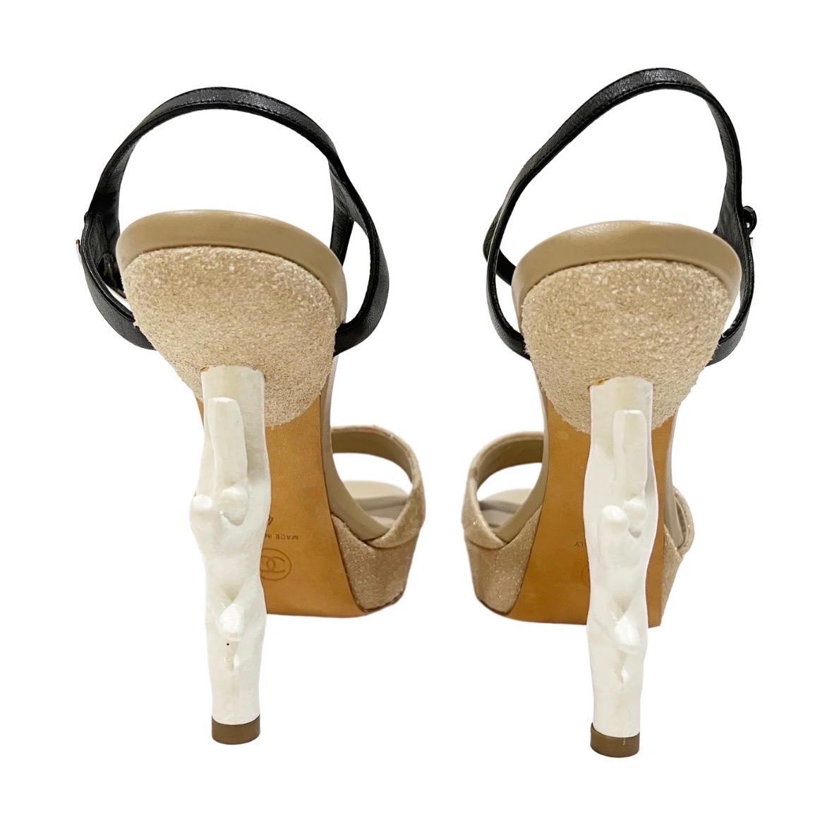 Women's Chanel Sand & Coral Platform Heels (Spring2012) For Sale