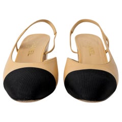 Chanel Sandalen Slingback CC Bicolor Beige